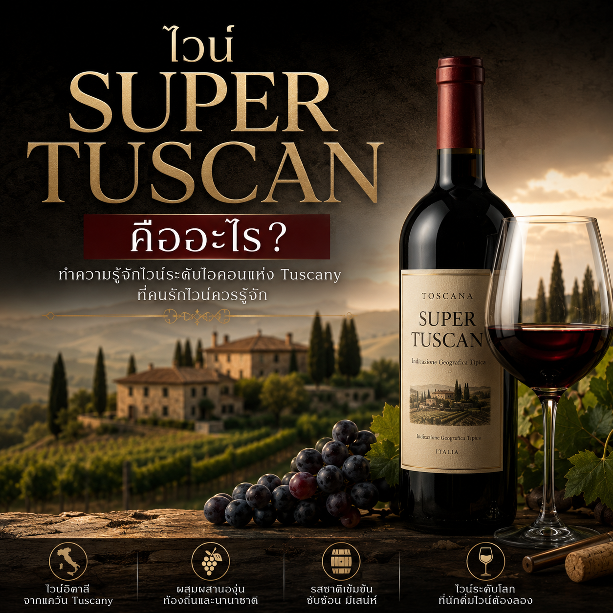 ไวน์ Super Tuscan คืออะไร? ทำความรู้จักไวน์ระดับไอคอนแห่ง Tuscany ที่คนรักไวน์ควรรู้จัก