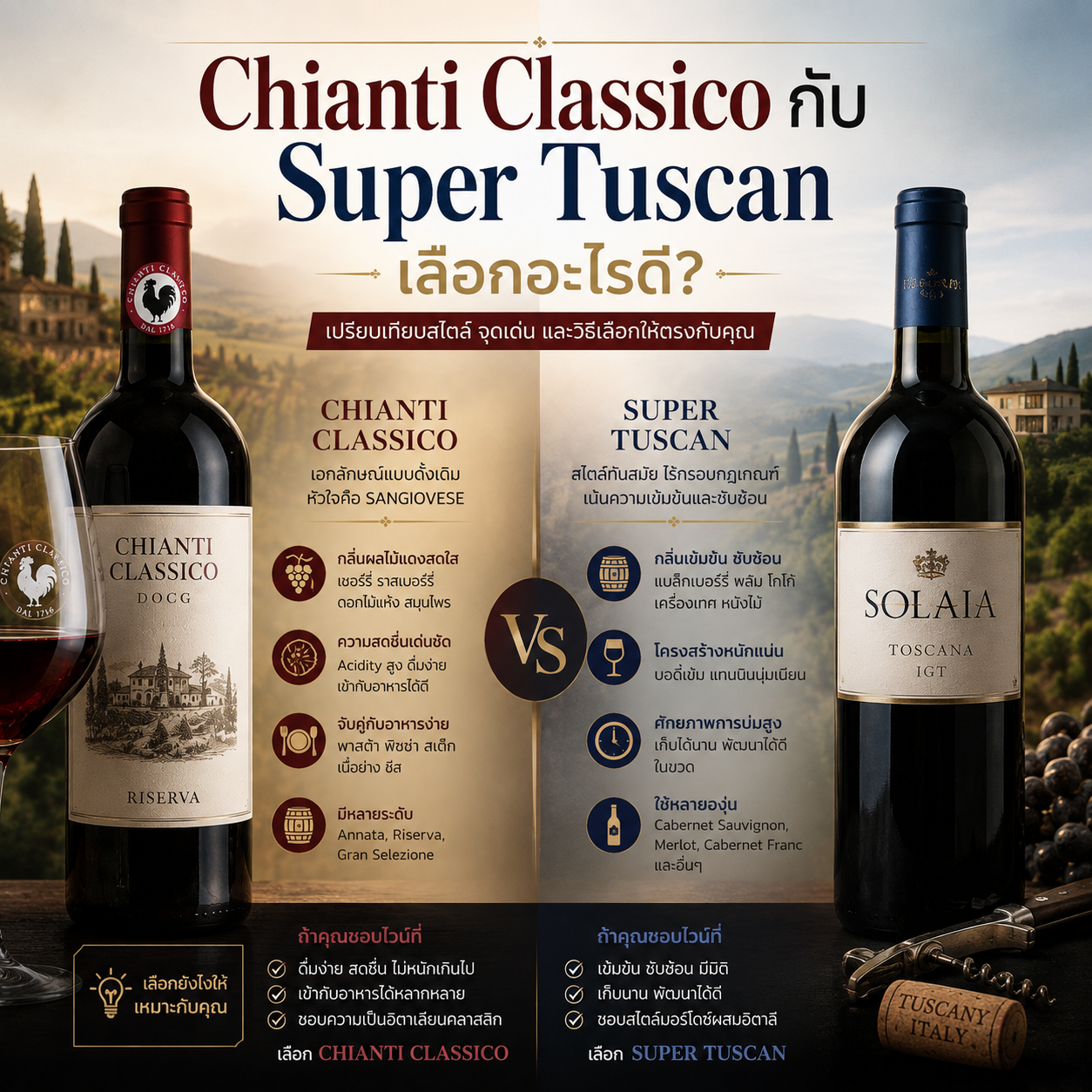 Chianti Classico กับ Super Tuscan เลือกอะไรดี?