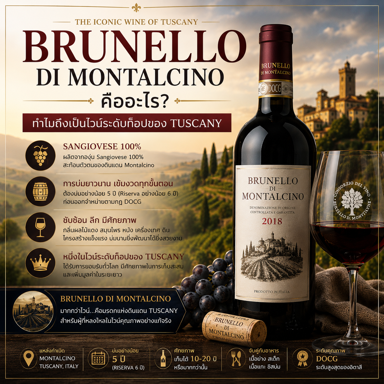 Brunello di Montalcino คืออะไร? ทำไมถึงเป็นไวน์ระดับท็อปของ Tuscany