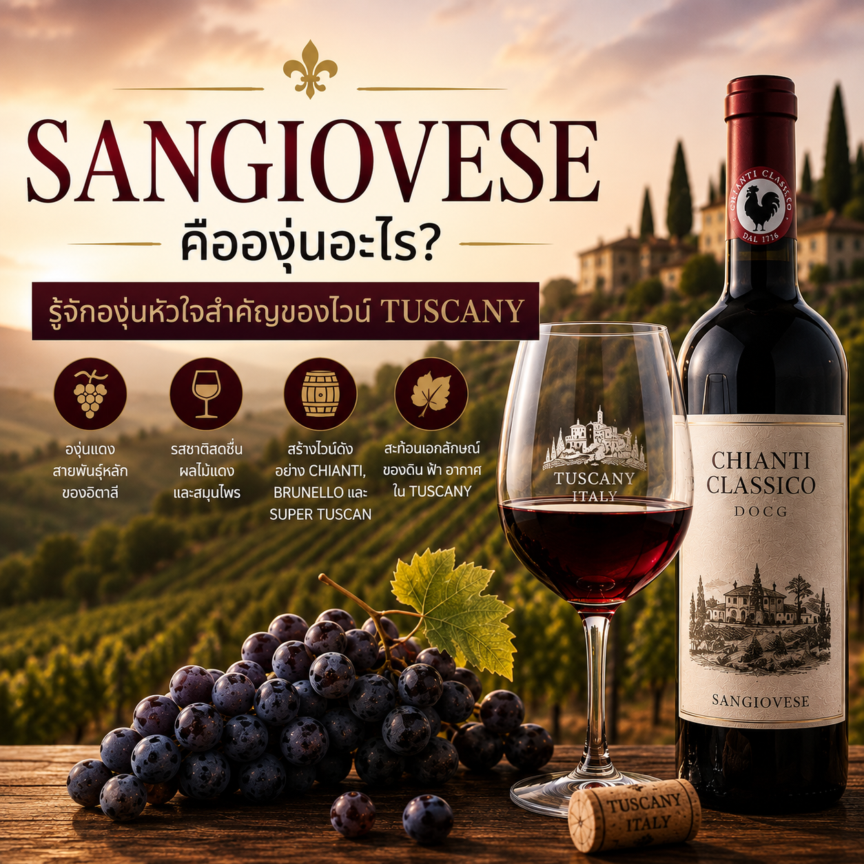 Sangiovese คือองุ่นอะไร? รู้จักองุ่นหัวใจสำคัญของไวน์ Tuscany