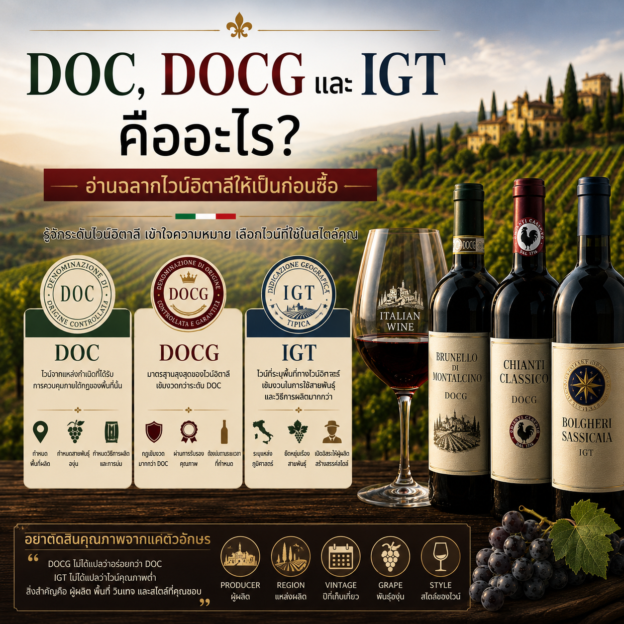 DOC, DOCG และ IGT คืออะไร? อ่านฉลากไวน์อิตาลีให้เป็นก่อนซื้อ