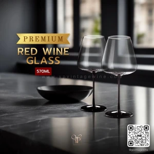 PREMIUM RED WINE GLASS WITH BLACK STEM แก้วไวน์ก้านดำ ขนาด 570ML