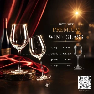 RED WINE GLASS WITH CLEAR STEM 450ML